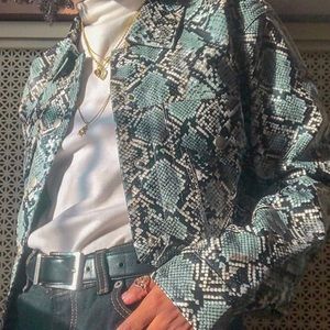 HONEY PUNCH SNAKESKIN CROPPED JACKET